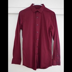 Alfani Maroon Button Up Dress Shirt